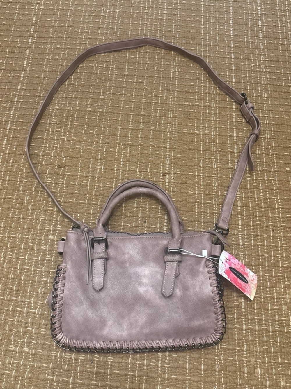 Chinese Laundry Mauve Braided-Trim Crossbody Satchel